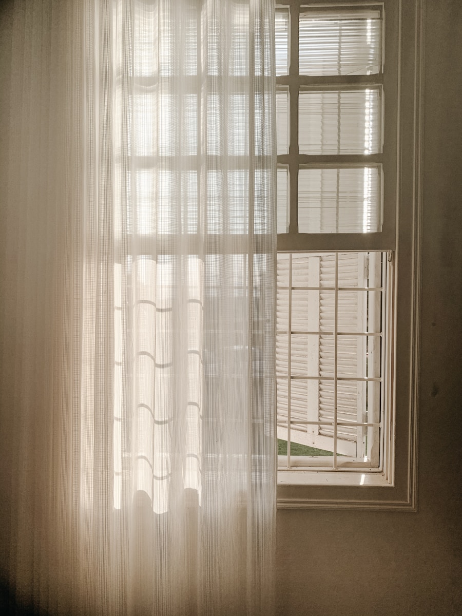 A white curtain moving in daylight